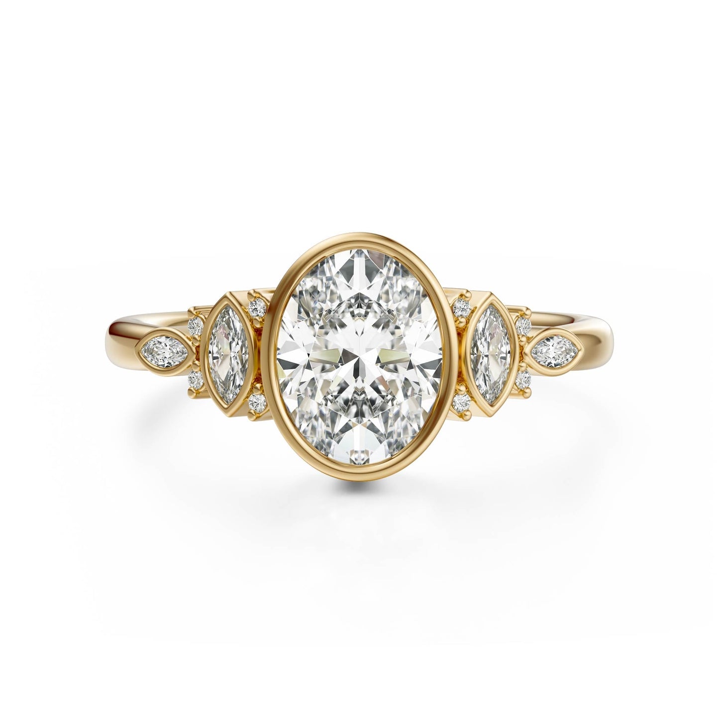 Marquise Shaped Three Stone Lab Grown Diamond Engagement Ring