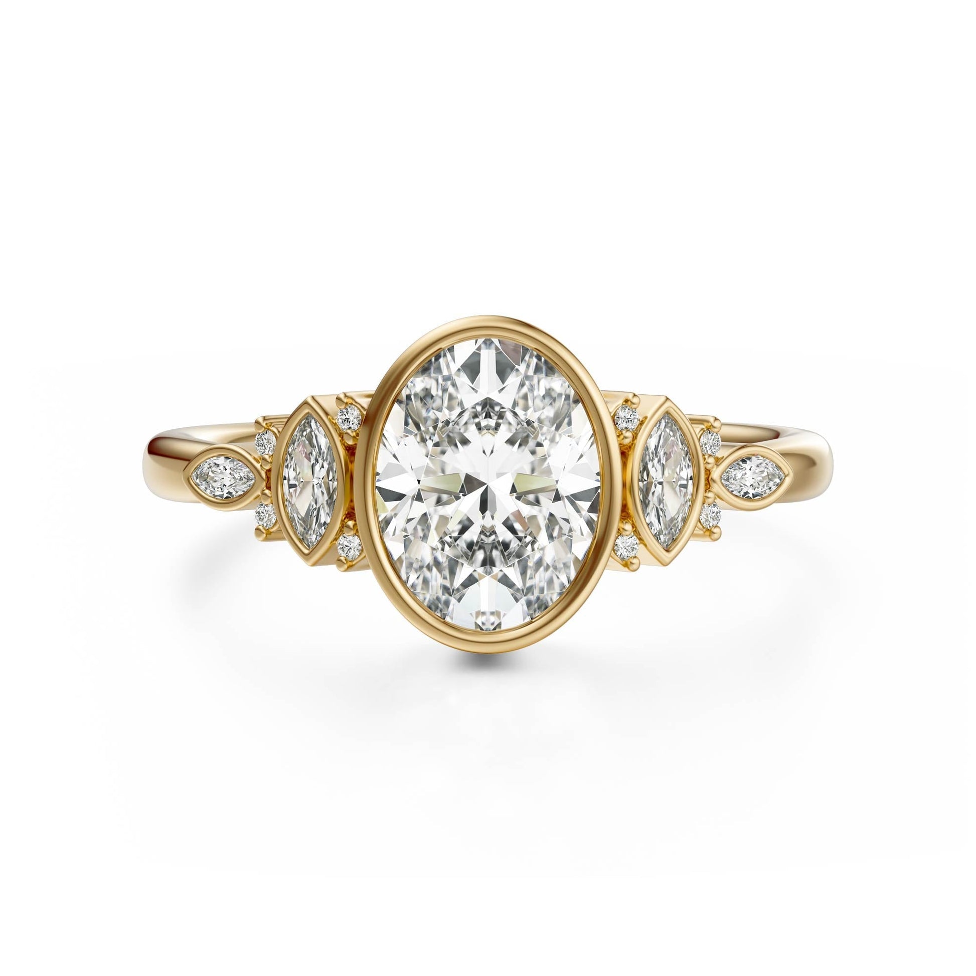Marquise Shaped Three Stone Lab Grown Diamond Engagement Ring