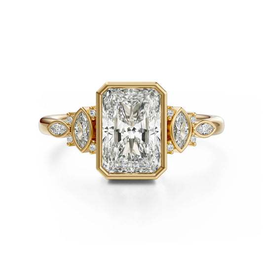 Marquise Shaped Three Stone Lab Grown Diamond Engagement Ring