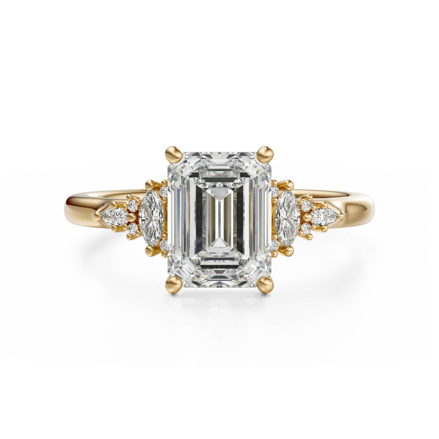 Marquise Shaped Three Stone Lab Grown Diamond Engagement Ring