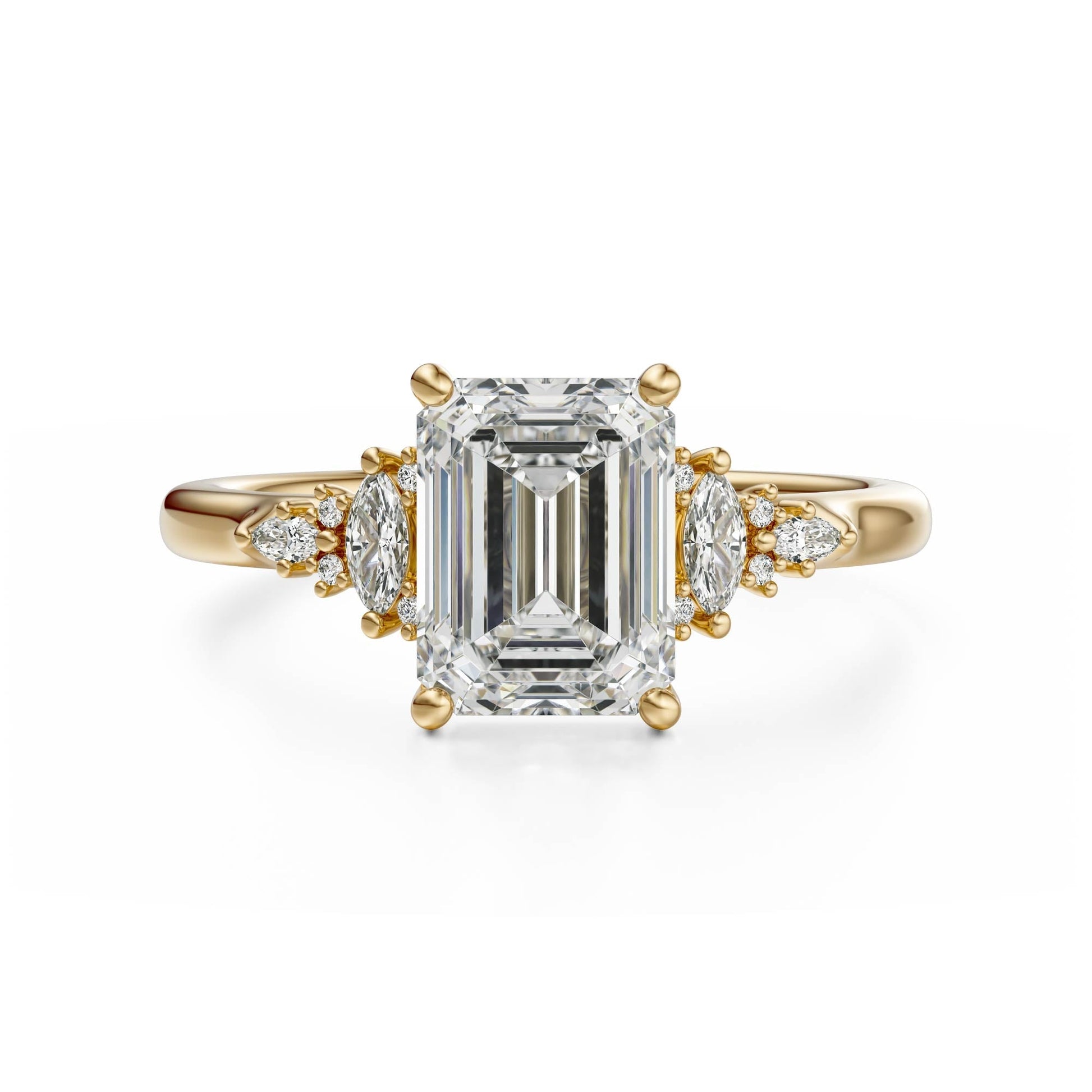Marquise Shaped Three Stone Lab Grown Diamond Engagement Ring