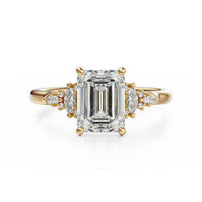 Marquise Shaped Three Stone Lab Grown Diamond Engagement Ring