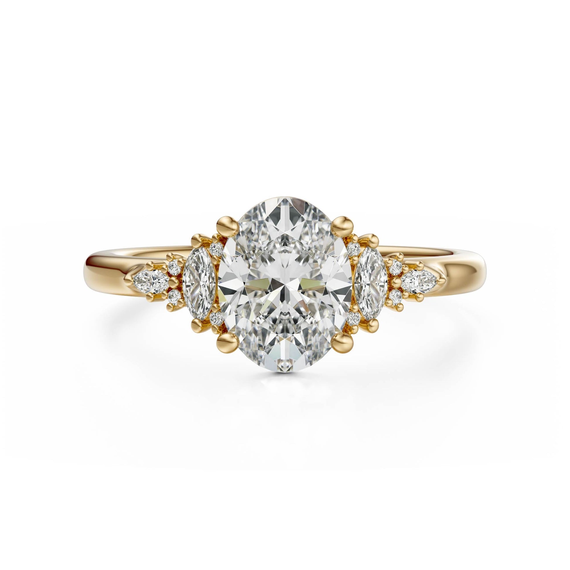 Marquise Shaped Three Stone Lab Grown Diamond Engagement Ring