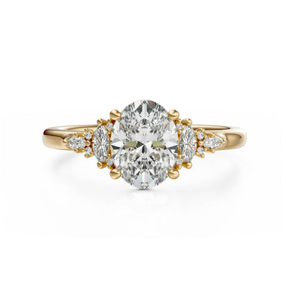Marquise Shaped Three Stone Lab Grown Diamond Engagement Ring