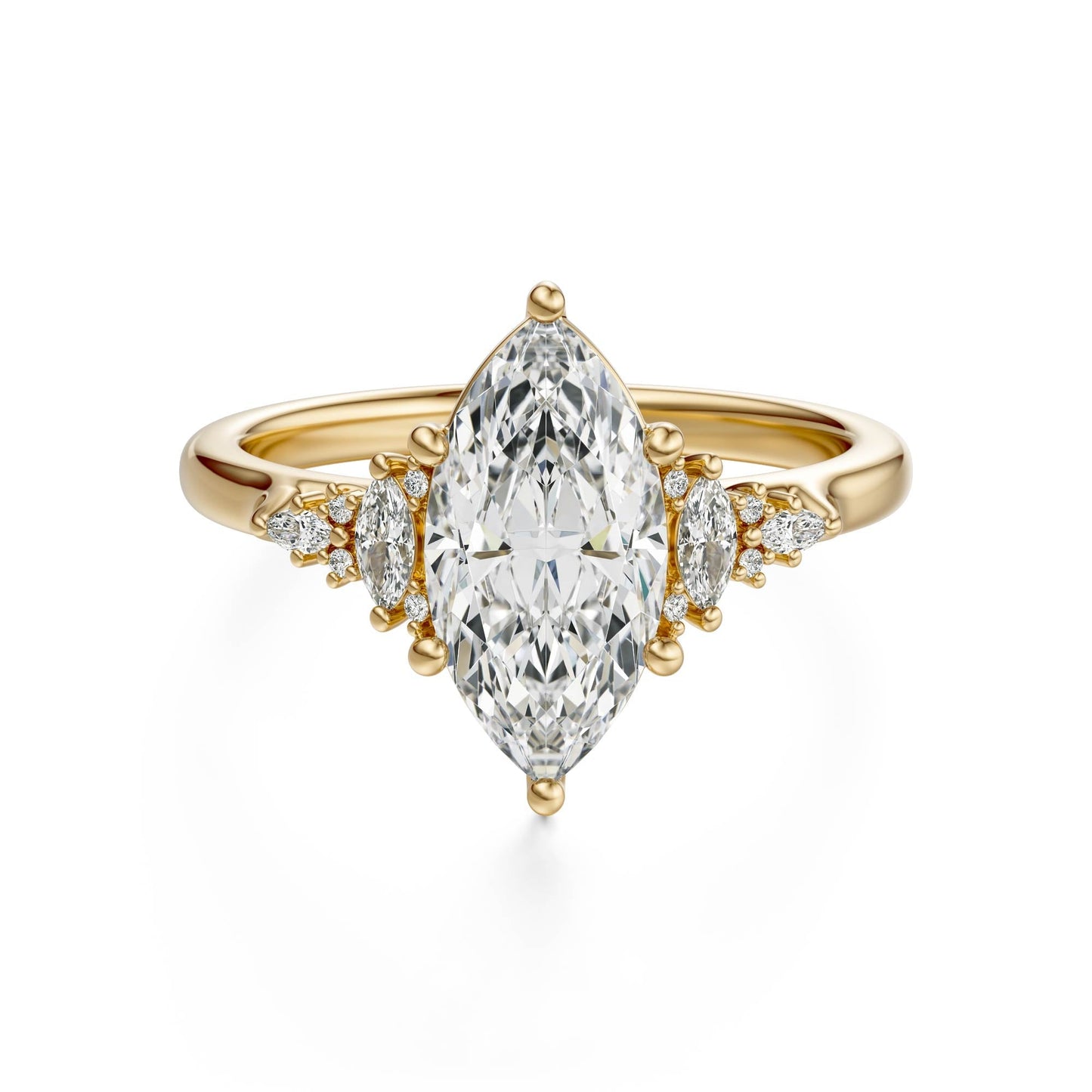 Marquise Shaped Three Stone Lab Grown Diamond Engagement Ring