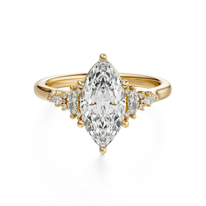 Marquise Shaped Three Stone Lab Grown Diamond Engagement Ring