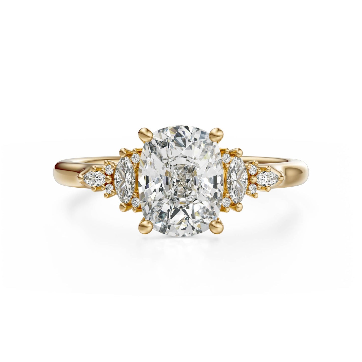 Marquise Shaped Three Stone Lab Grown Diamond Engagement Ring