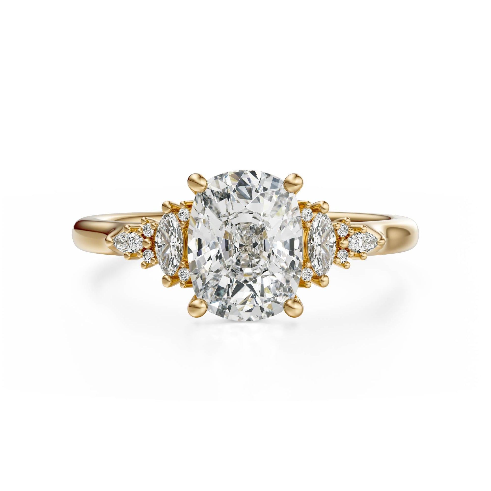 Marquise Shaped Three Stone Lab Grown Diamond Engagement Ring