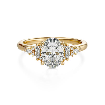 Marquise Shaped Three Stone Lab Grown Diamond Engagement Ring