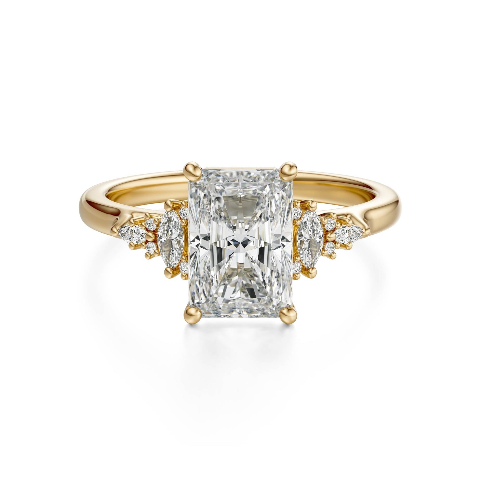 Marquise Shaped Three Stone Lab Grown Diamond Engagement Ring