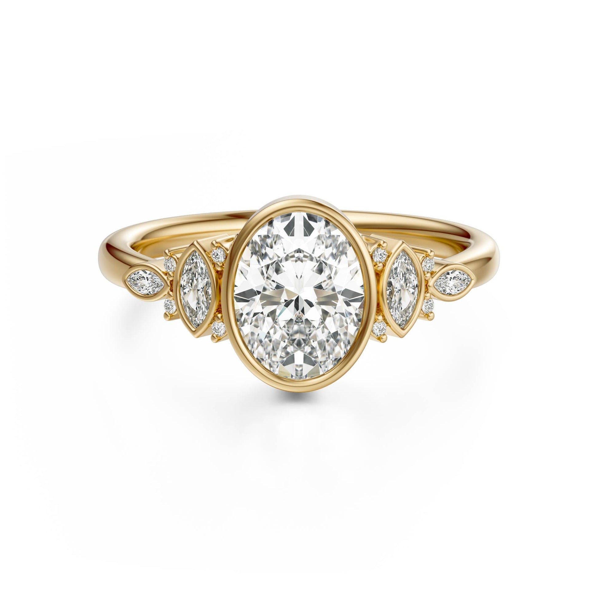 Marquise Shaped Three Stone Lab Grown Diamond Engagement Ring
