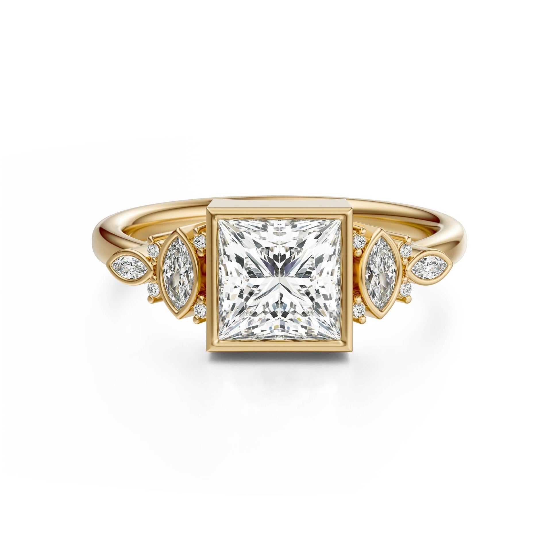 Marquise Shaped Three Stone Lab Grown Diamond Engagement Ring
