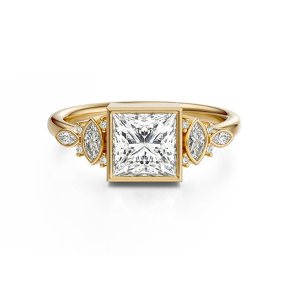 Marquise Shaped Three Stone Lab Grown Diamond Engagement Ring