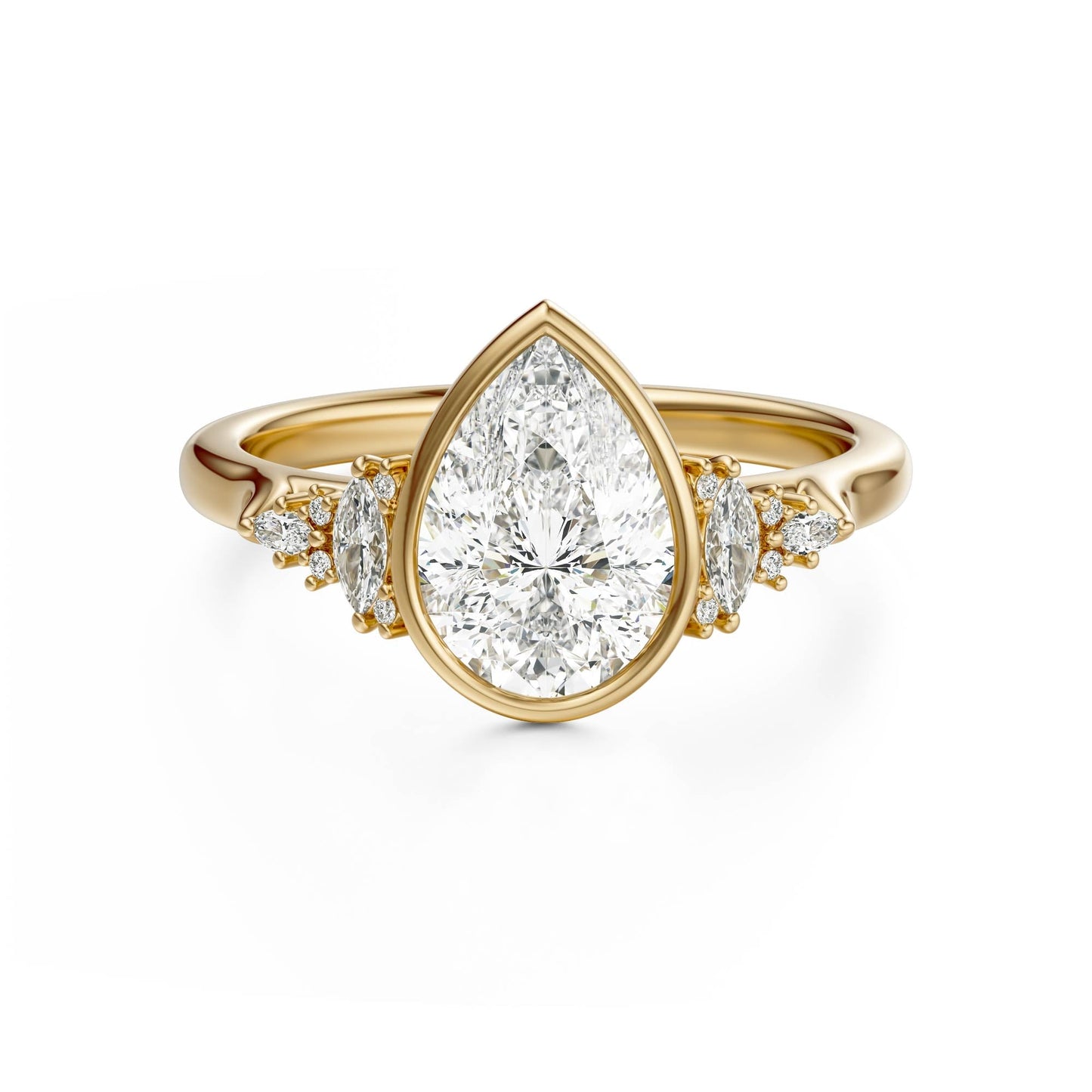 Marquise Shaped Three Stone Lab Grown Diamond Engagement Ring
