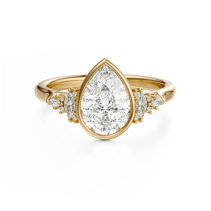 Marquise Shaped Three Stone Lab Grown Diamond Engagement Ring