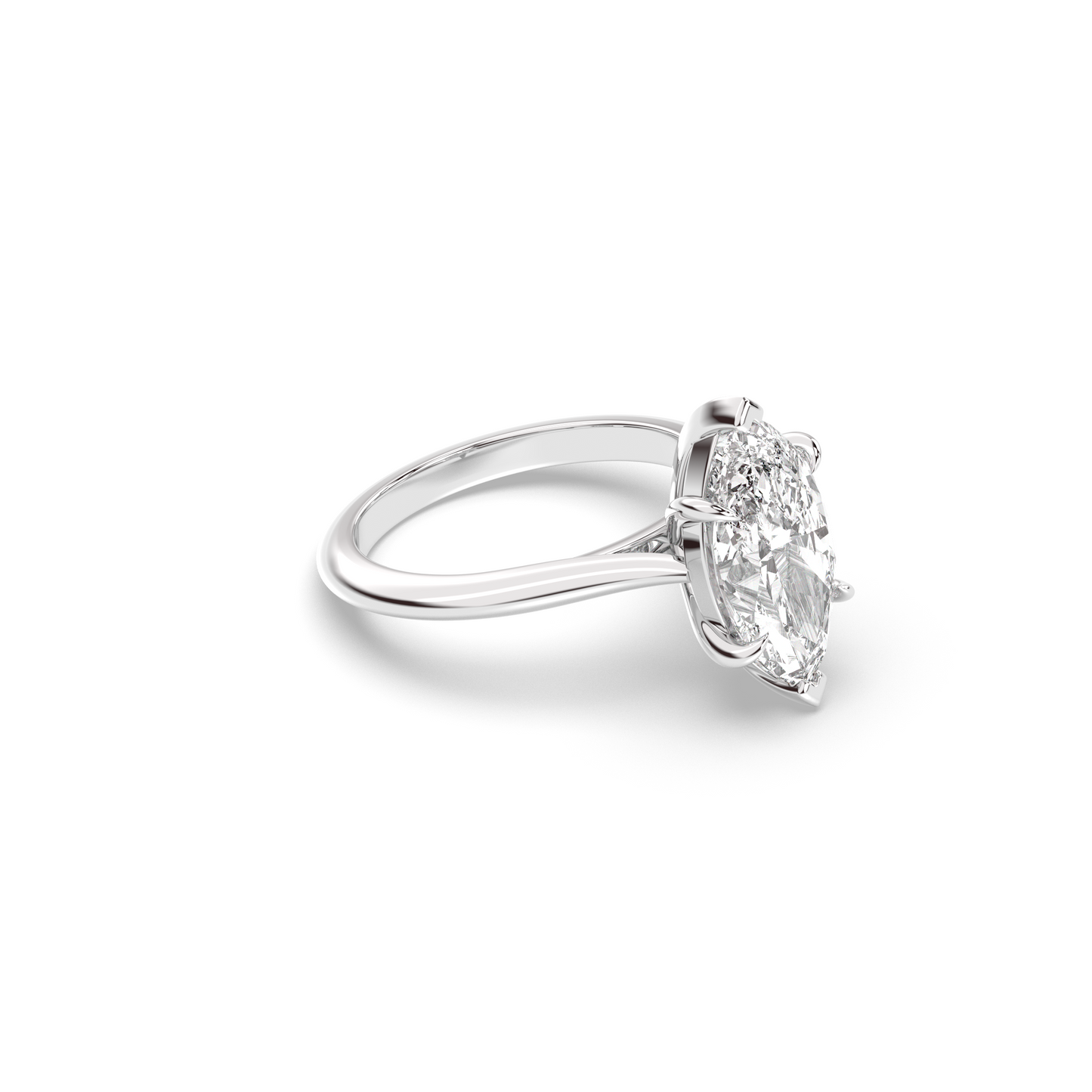 Marquise Shaped Three Stone Lab Grown Diamond Engagement Ring