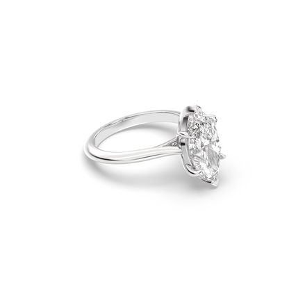 Marquise Shaped Three Stone Lab Grown Diamond Engagement Ring