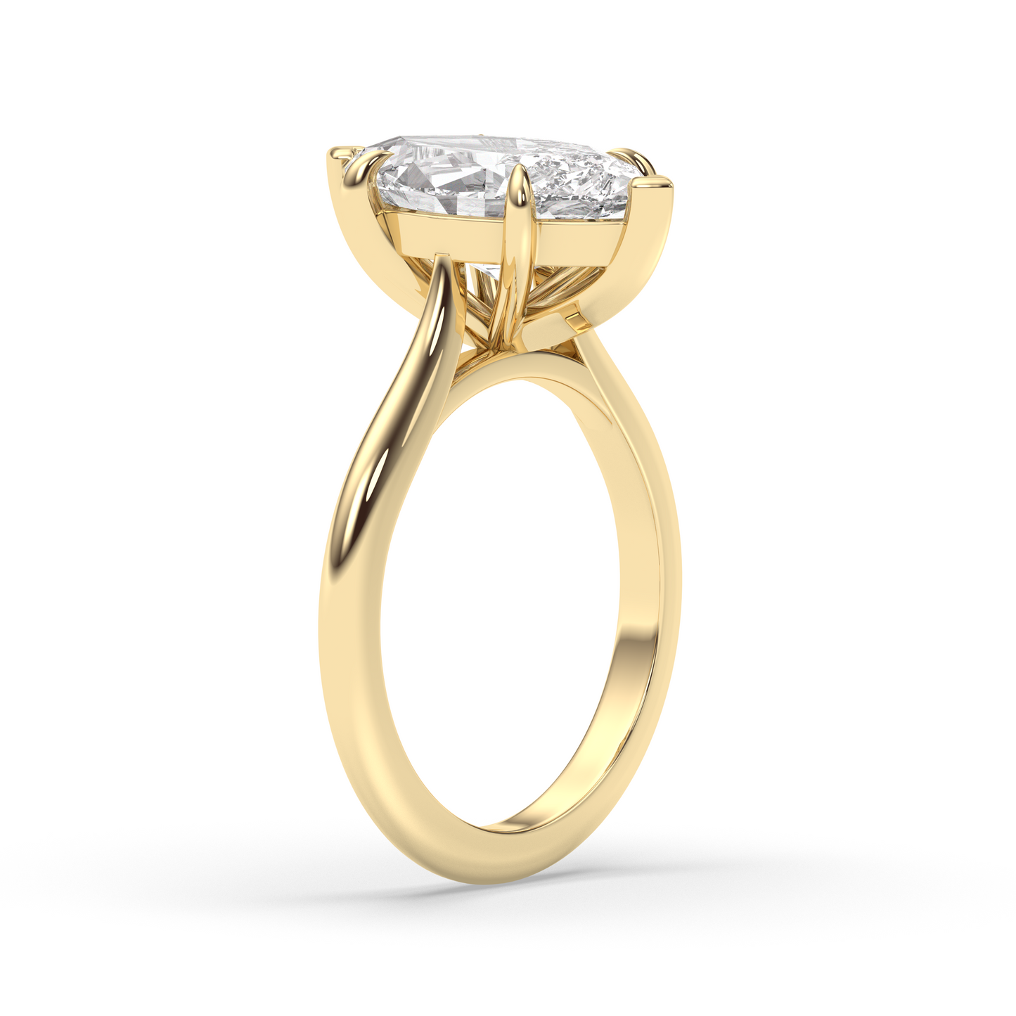 Marquise Shaped Three Stone Lab Grown Diamond Engagement Ring