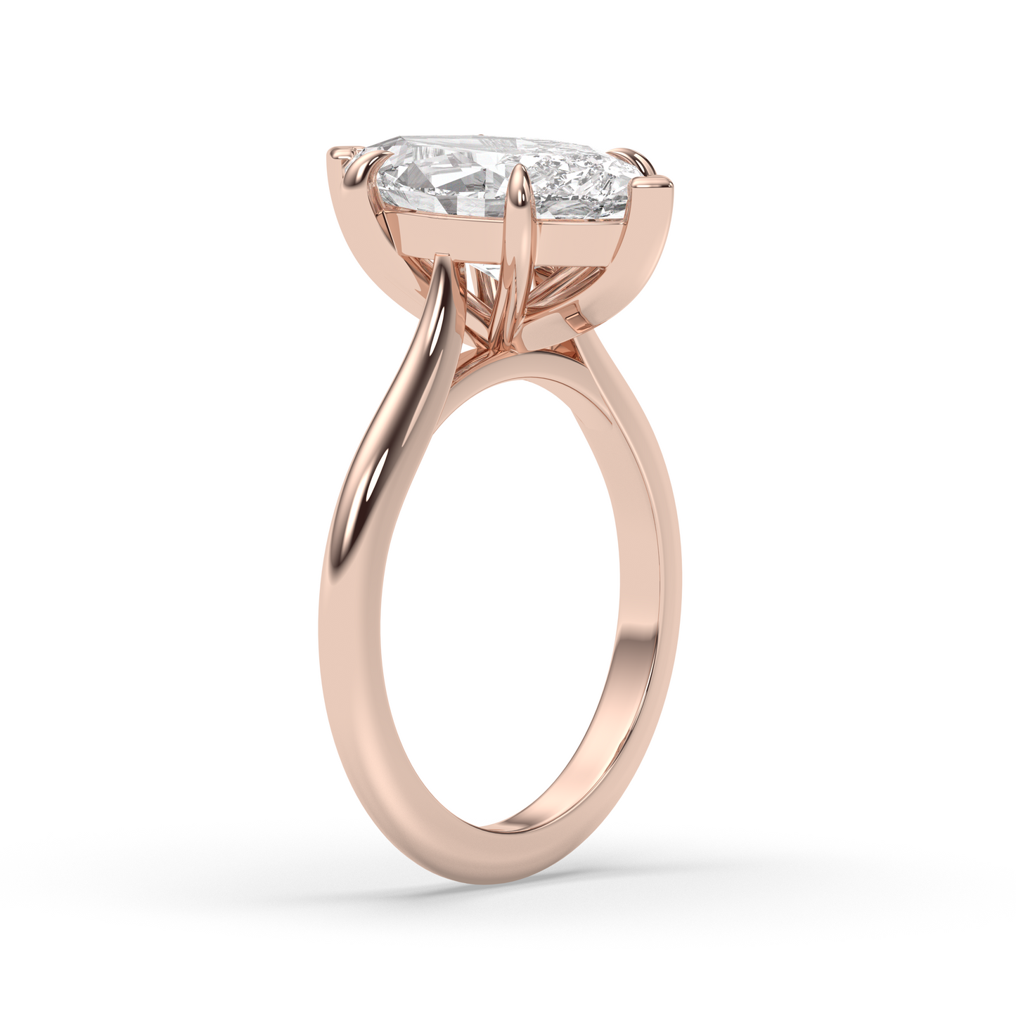 Marquise Shaped Three Stone Lab Grown Diamond Engagement Ring