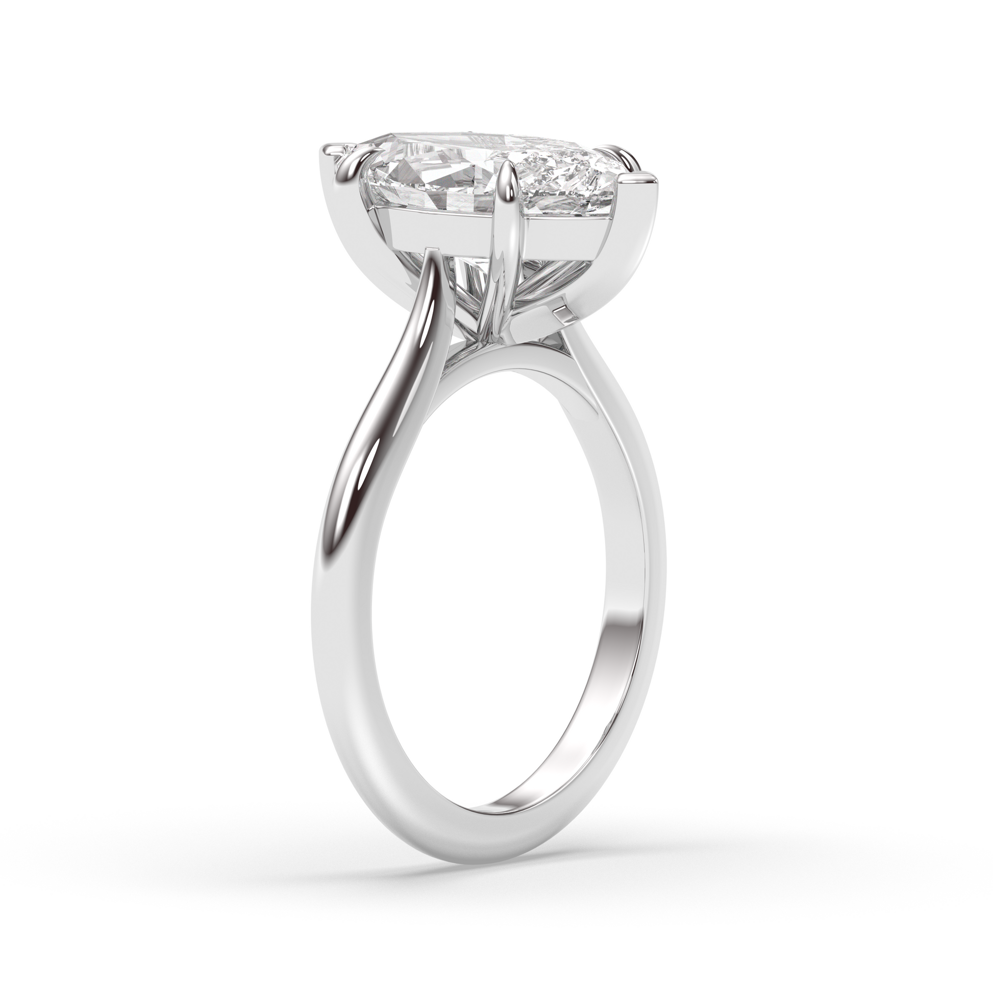 Marquise Shaped Three Stone Lab Grown Diamond Engagement Ring
