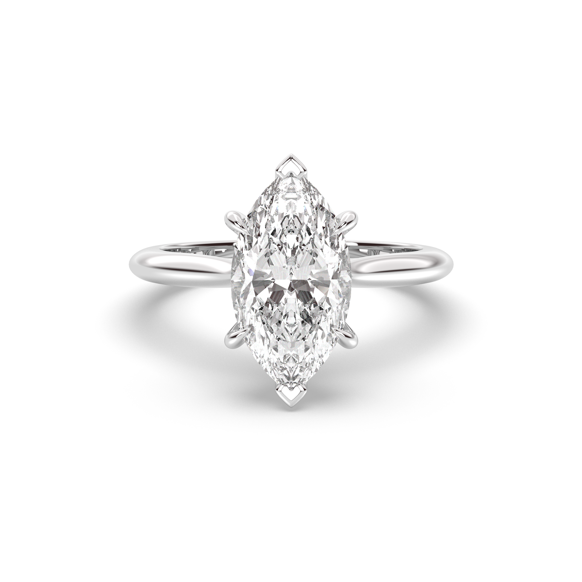 Marquise Shaped Three Stone Lab Grown Diamond Engagement Ring