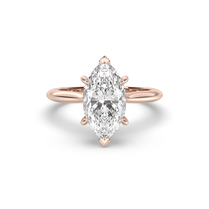 Marquise Shaped Three Stone Lab Grown Diamond Engagement Ring