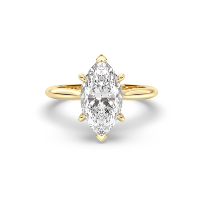 Marquise Shaped Three Stone Lab Grown Diamond Engagement Ring