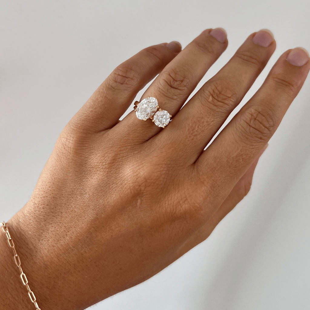 Marquise Shaped Three Stone Lab Grown Diamond Engagement Ring