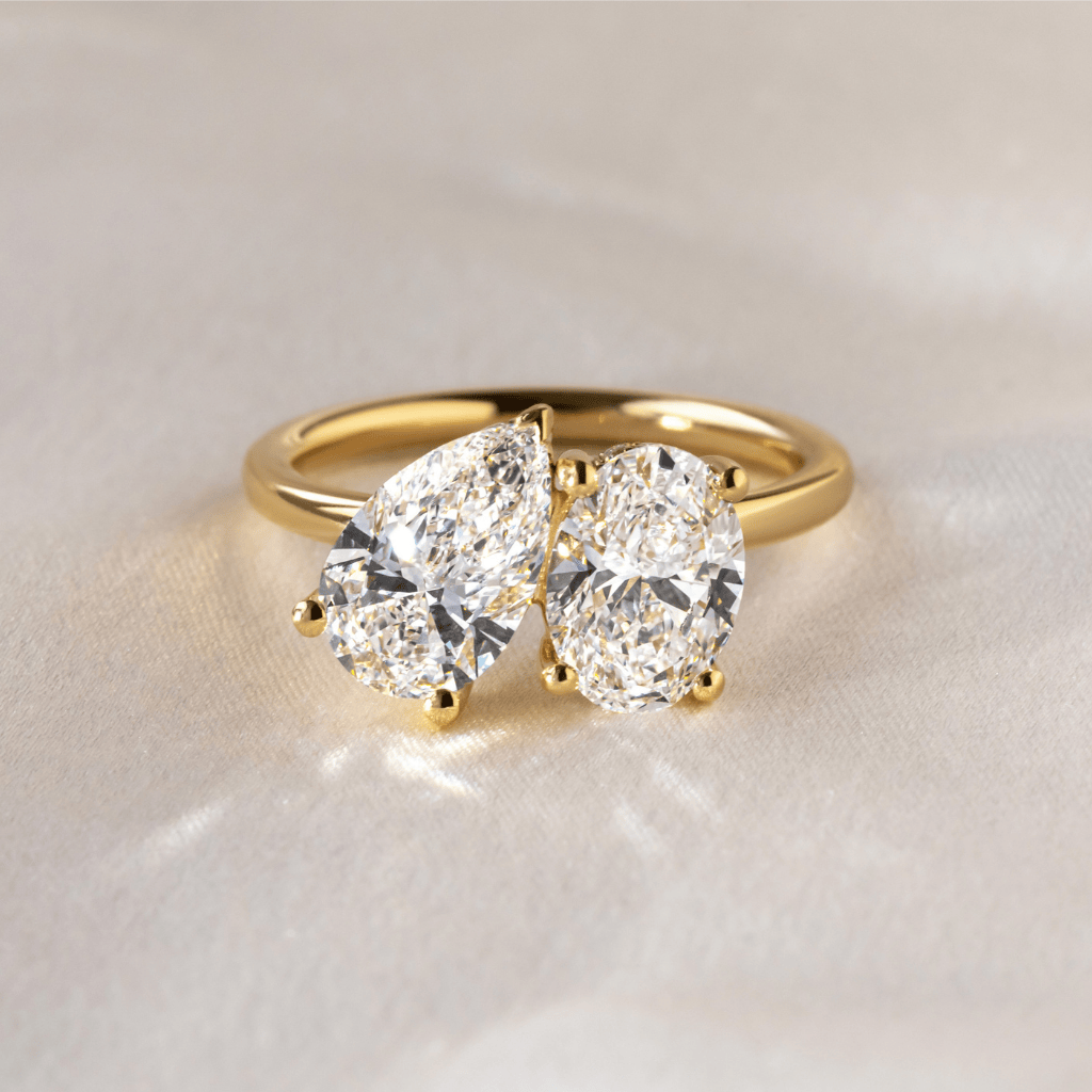 Marquise Shaped Three Stone Lab Grown Diamond Engagement Ring