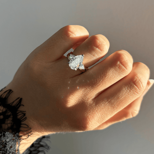 Marquise Shaped Three Stone Lab Grown Diamond Engagement Ring