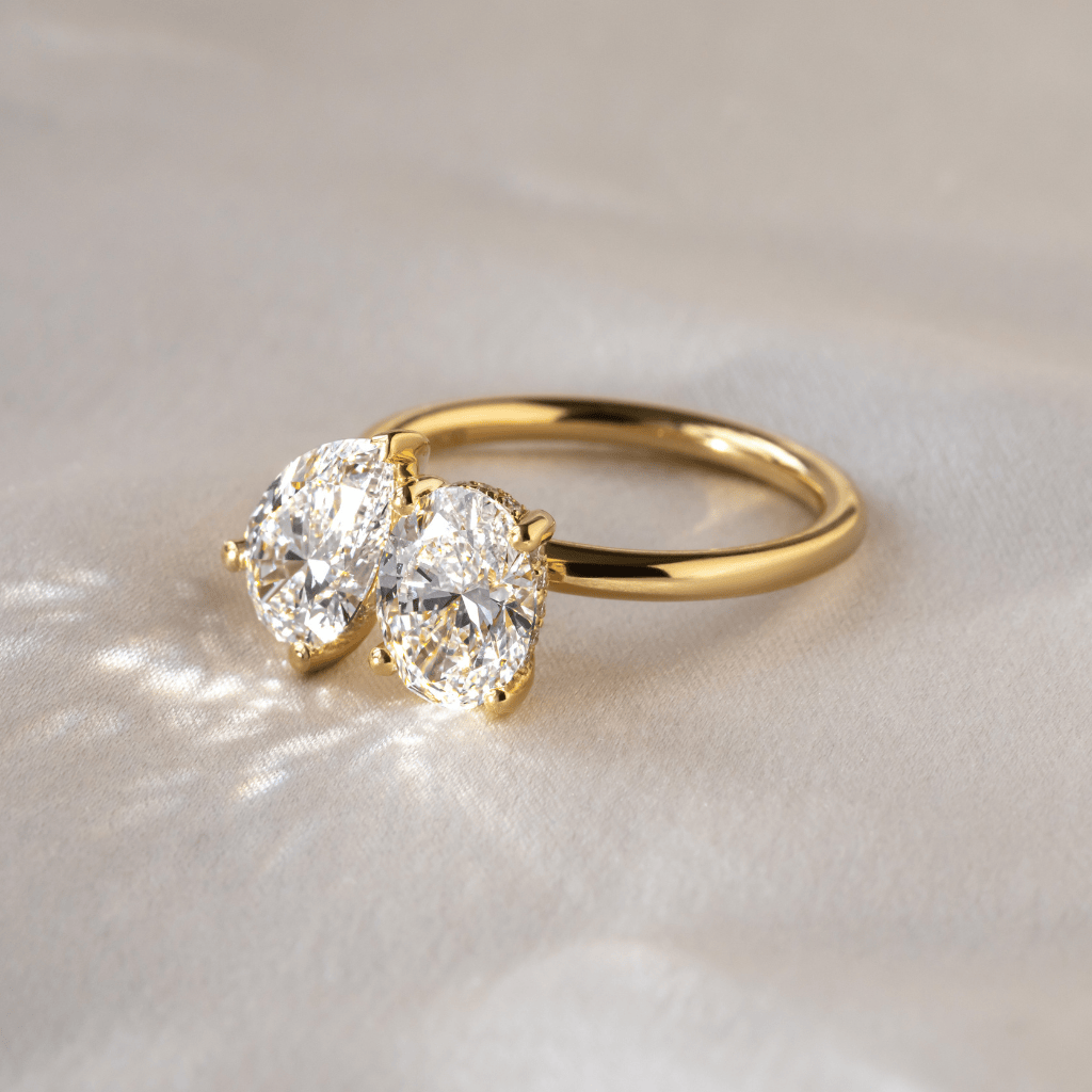 Marquise Shaped Three Stone Lab Grown Diamond Engagement Ring