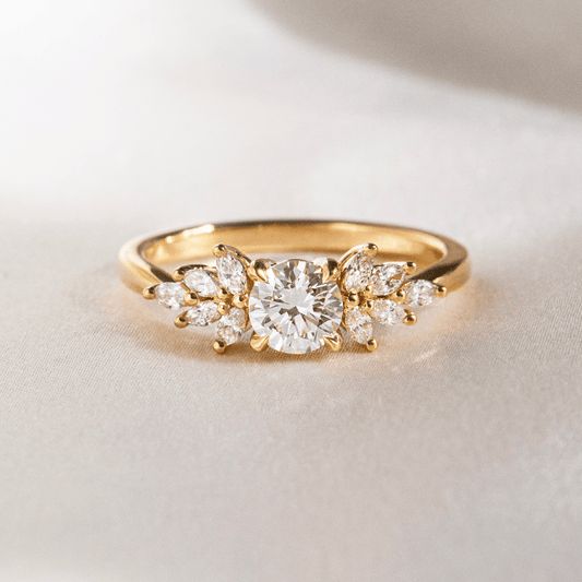 Marquise Shaped Three Stone Lab Grown Diamond Engagement Ring
