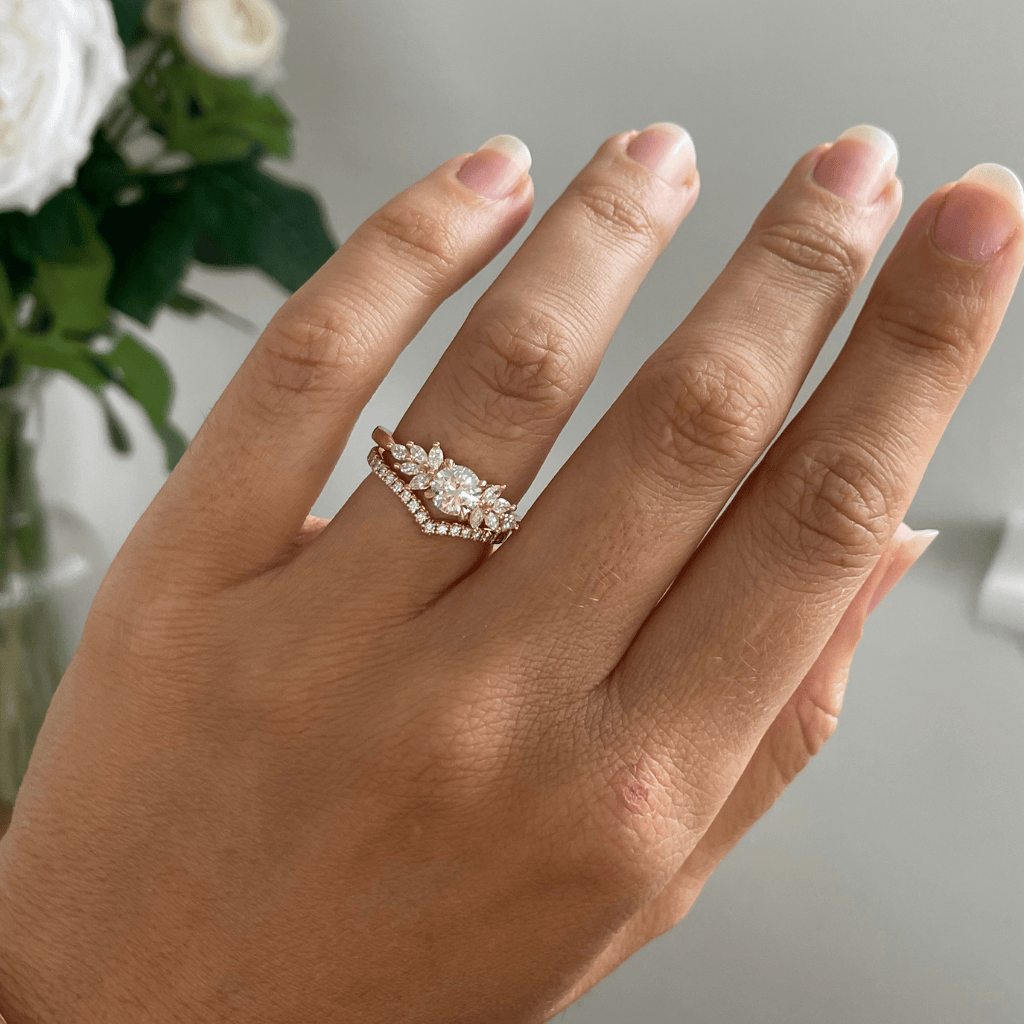 Marquise Shaped Three Stone Lab Grown Diamond Engagement Ring