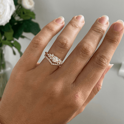 Marquise Shaped Three Stone Lab Grown Diamond Engagement Ring