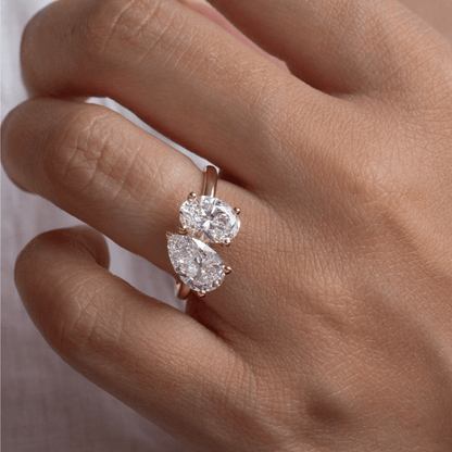 Marquise Shaped Three Stone Lab Grown Diamond Engagement Ring