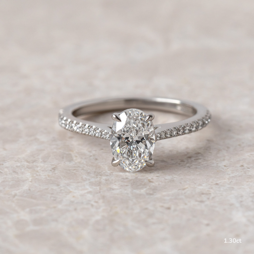 Marquise Shaped Three Stone Lab Grown Diamond Engagement Ring