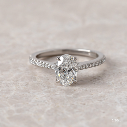 Marquise Shaped Three Stone Lab Grown Diamond Engagement Ring