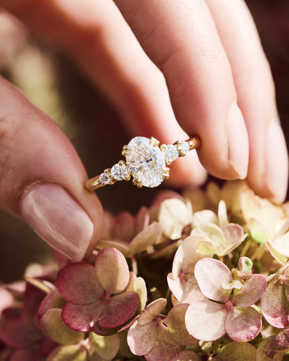 Marquise Shaped Three Stone Lab Grown Diamond Engagement Ring