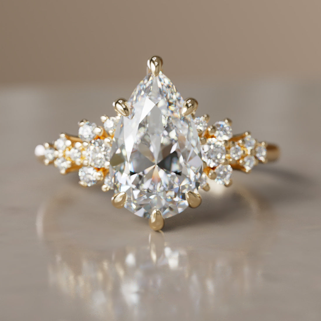 Marquise Shaped Three Stone Lab Grown Diamond Engagement Ring