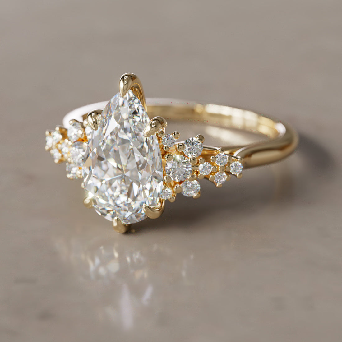 Marquise Shaped Three Stone Lab Grown Diamond Engagement Ring