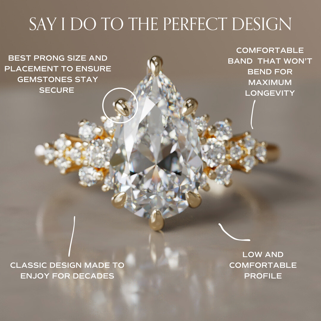 Marquise Shaped Three Stone Lab Grown Diamond Engagement Ring