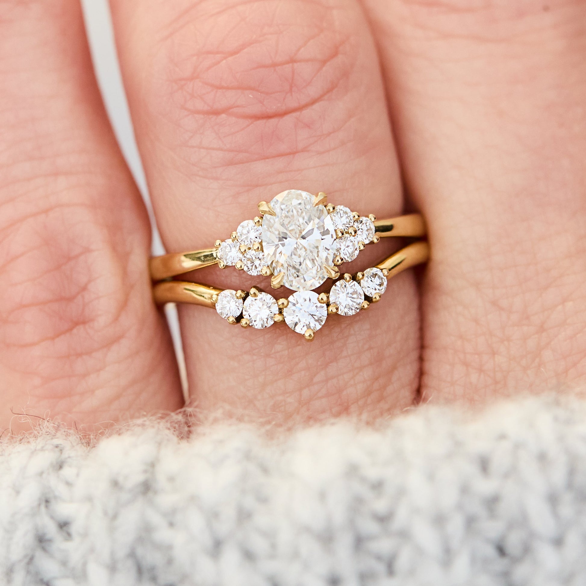 Marquise Shaped Three Stone Lab Grown Diamond Engagement Ring