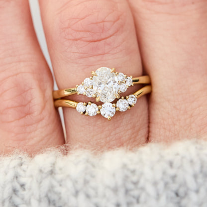 Marquise Shaped Three Stone Lab Grown Diamond Engagement Ring