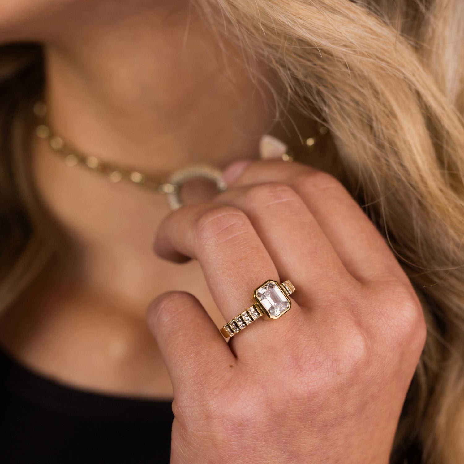 Marquise Shaped Three Stone Lab Grown Diamond Engagement Ring