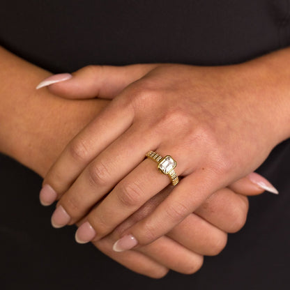 Marquise Shaped Three Stone Lab Grown Diamond Engagement Ring