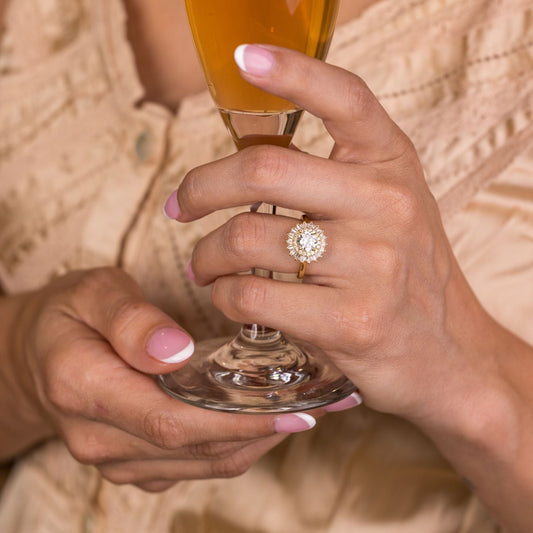 Marquise Shaped Three Stone Lab Grown Diamond Engagement Ring