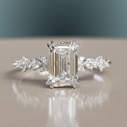 Marquise Shaped Three Stone Lab Grown Diamond Engagement Ring