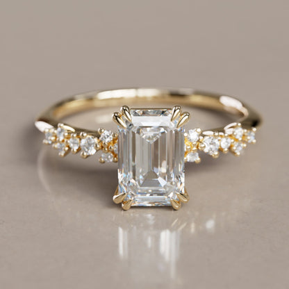 Marquise Shaped Three Stone Lab Grown Diamond Engagement Ring