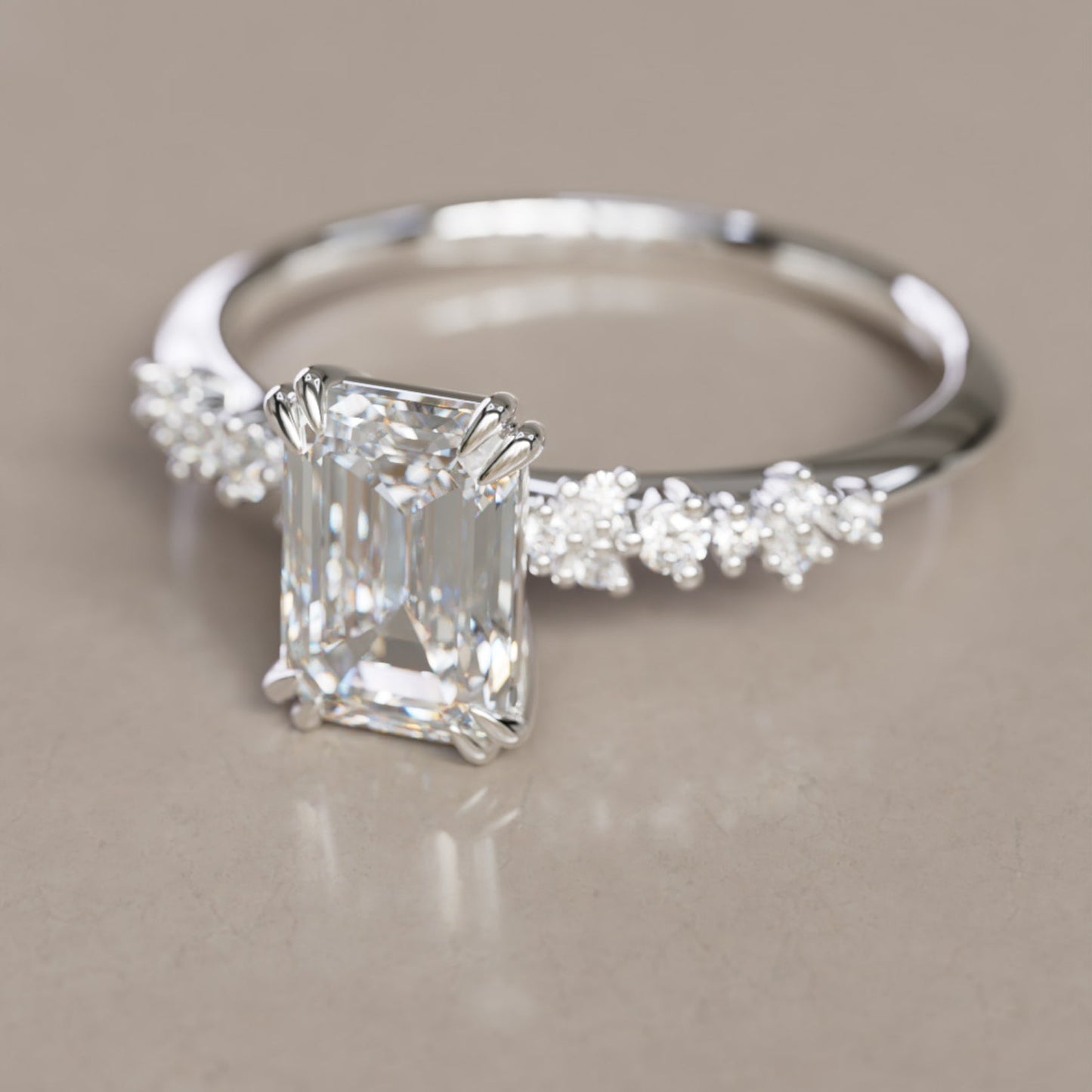Marquise Shaped Three Stone Lab Grown Diamond Engagement Ring