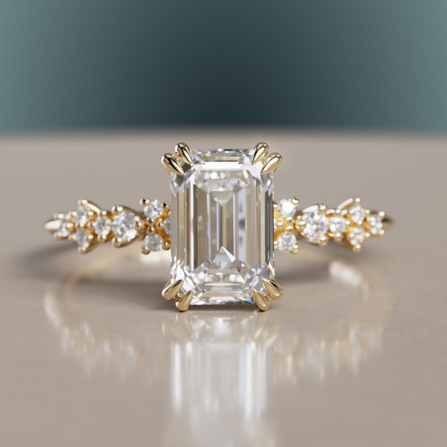 Marquise Shaped Three Stone Lab Grown Diamond Engagement Ring